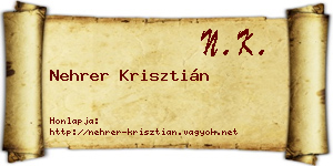 Nehrer Krisztián névjegykártya